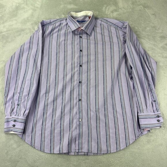 Robert Graham Button Up Long Sleeve Purple Shirt Men’s Size XL - Picture 1 of 13